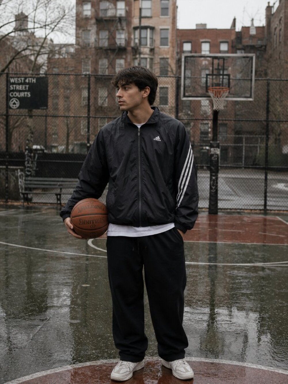 adidas Vintage Y2K Full-Zip Mesh Lined Black Windbreaker Size L